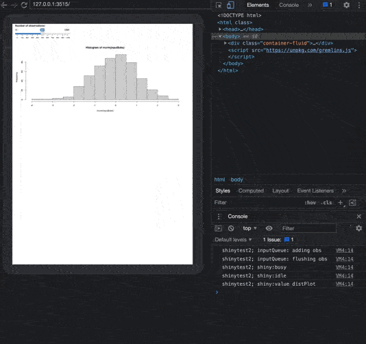 Animated GIF showing refined and optimized gremlins.js monkey testing focused on specific UI elements, demonstrating more targeted automated testing with customized gremlin species configurations